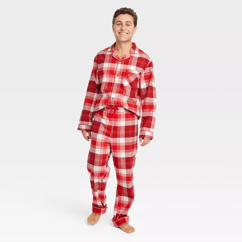 Men's Tartan Plaid 2pc Pajama Set - Hearth & Hand™ with Magnolia Red/Cream | Target