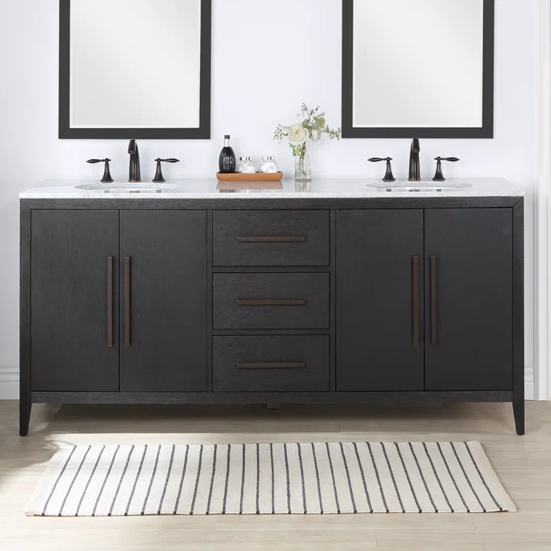 Alsup 60" Double Bathroom Vanity with Carrara Marble Top | Wayfair North America