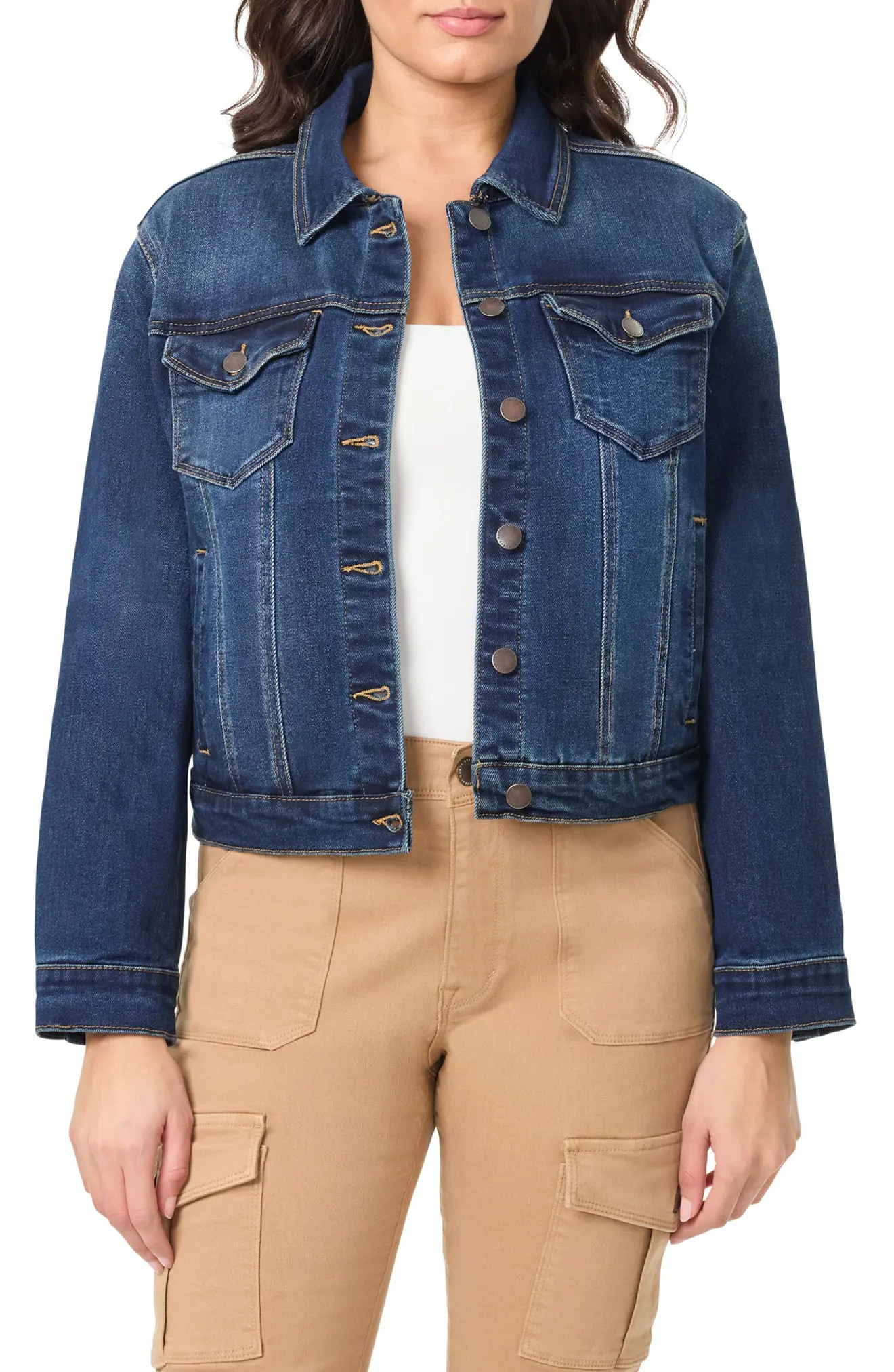 CURVE APPEAL Essential Denim Jacket in Capri at Nordstrom Rack, Size X-Large | Nordstrom Rack