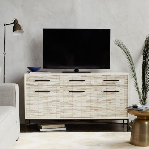 Wood Tiled Media Console (54") | West Elm (US)