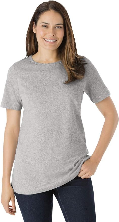 Woman Within Women's Plus Size Perfect Short-Sleeve Crewneck Tee Shirt | Amazon (US)