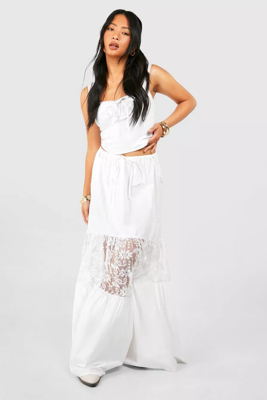 Petite Lace Detail Maxi Skirt | boohoo (US & Canada)