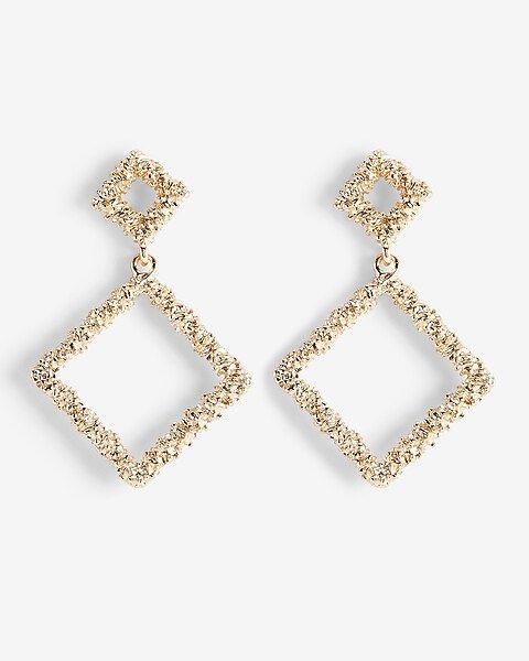 Crackle Metal Diamond Drop Earrings | Express