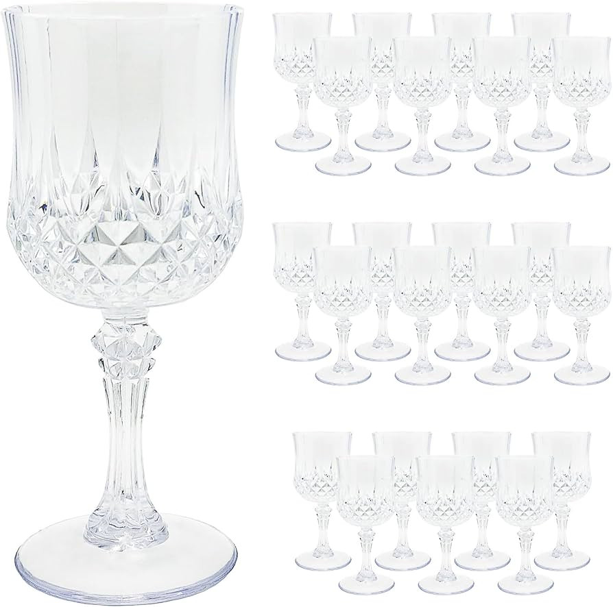 24 Pcs Plastic Wine Glasses,Plastic Wine Glasses With Stem,Plastic Goblets,White Plastic Goblets,... | Amazon (US)