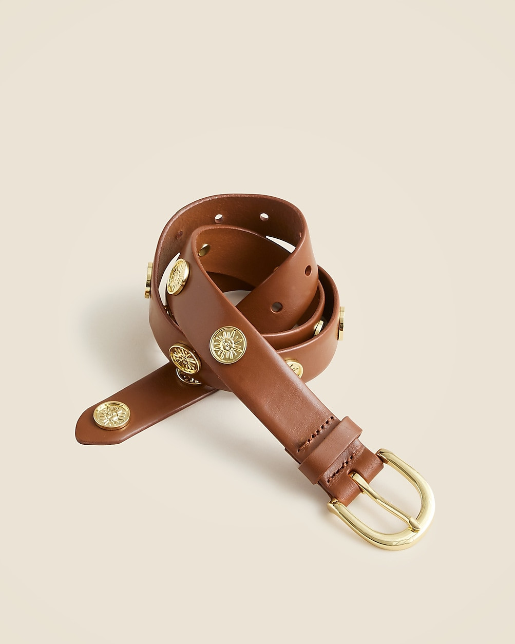 Classic belt in leather with gold coins | J. Crew US