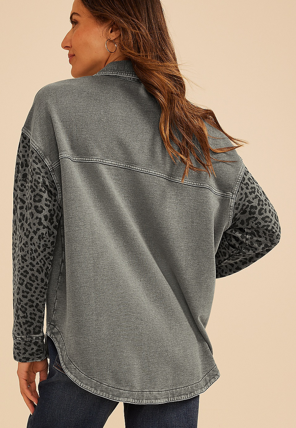 Leopard Washed Oversized Shacket | Maurices