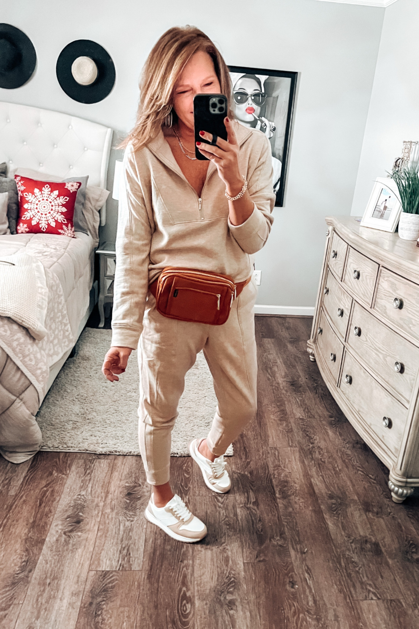 Casual two piece 1/2 zip jogger set from Amazon with the cutest Fanny pack bag. Jogger sets fit tts, comes in more colors. Naturalized sneakers come in more colors also. 

Winter outfit, casual outfit, loungewear, bags, sake, gift ideas, gifts for her, amazon fashion, Amazon finds, Christmas, NYE, athleisure wear

#LTKStyleTip #LTKFindsUnder50 #LTKSaleAlert