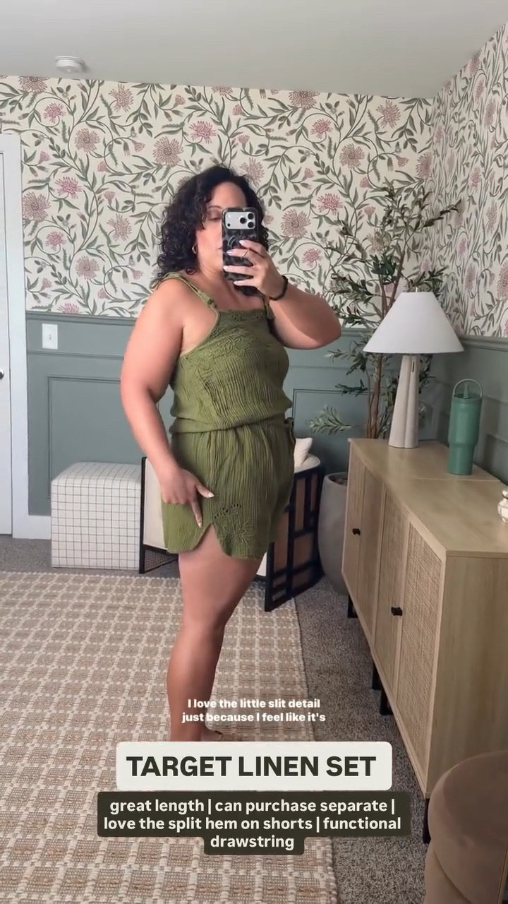 great length | can purchase separate | love the split hem on shorts | functional drawstring  TARGET LINEN SET size Large 

#LTKMidsize #LTKootd #LTKTravel