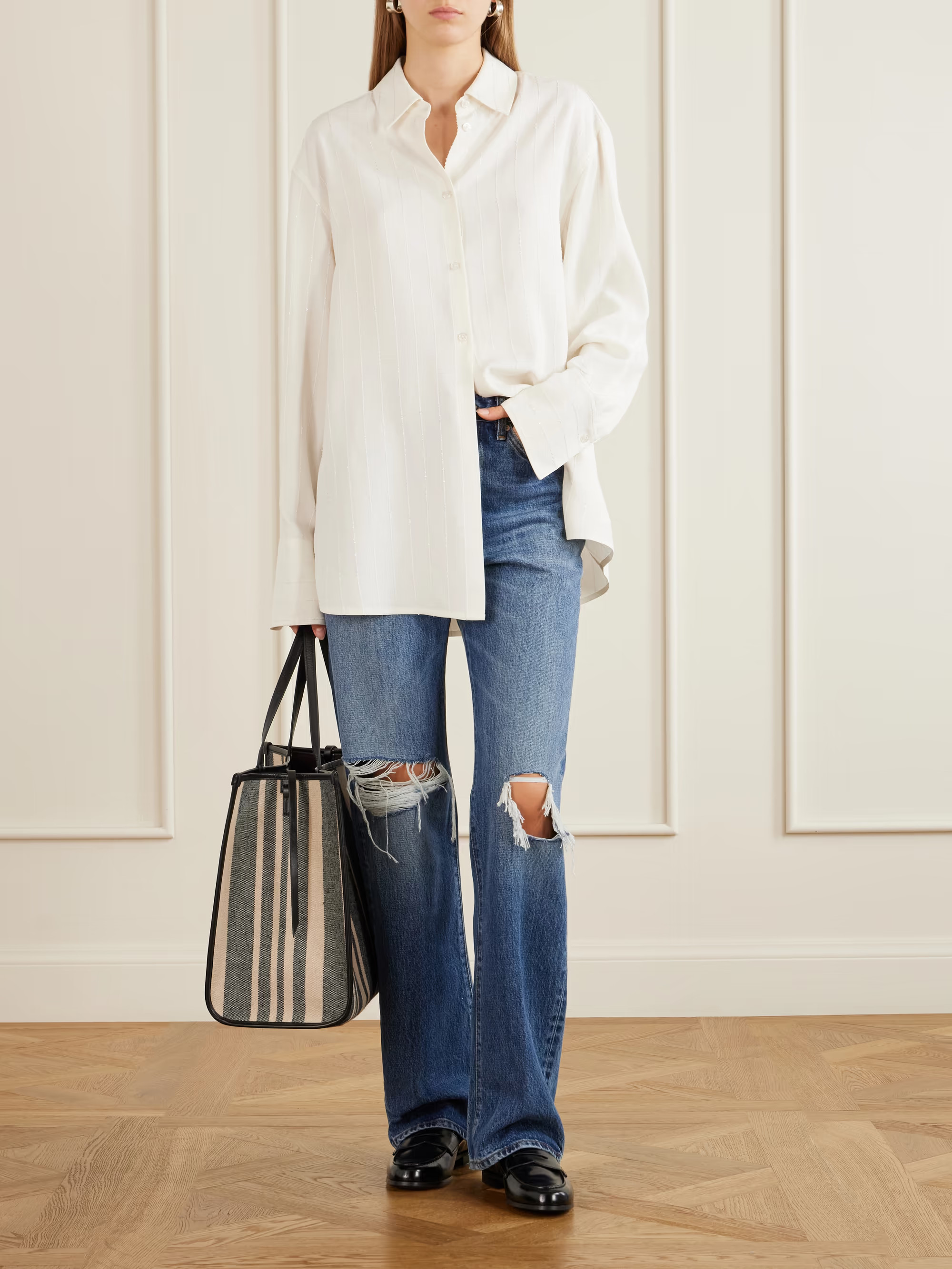 FRAME The Vertical distressed high-rise straight-leg jeans | NET-A-PORTER APAC