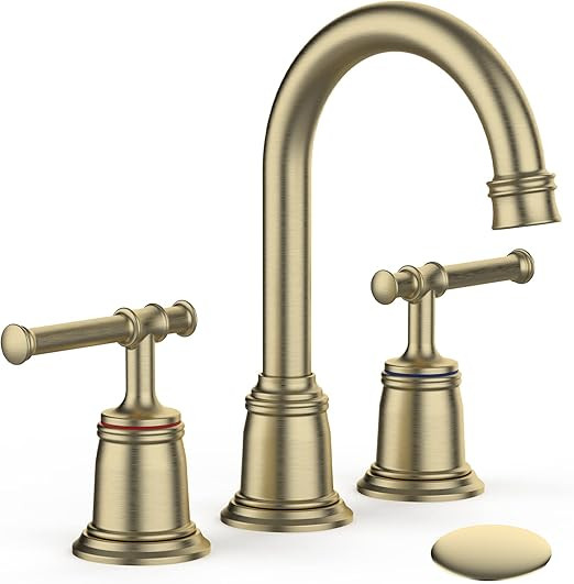 Classical Bathroom faucets for Sink 3 Holes, 8 inch Bathroom Faucet, Widespread Brushed Gold Bath... | Amazon (US)