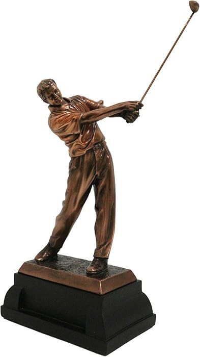 Ebros 'Perfect Swing' Professional Golfer Swinging Golf Club Statue 15" Tall Bronze Electroplated... | Amazon (US)