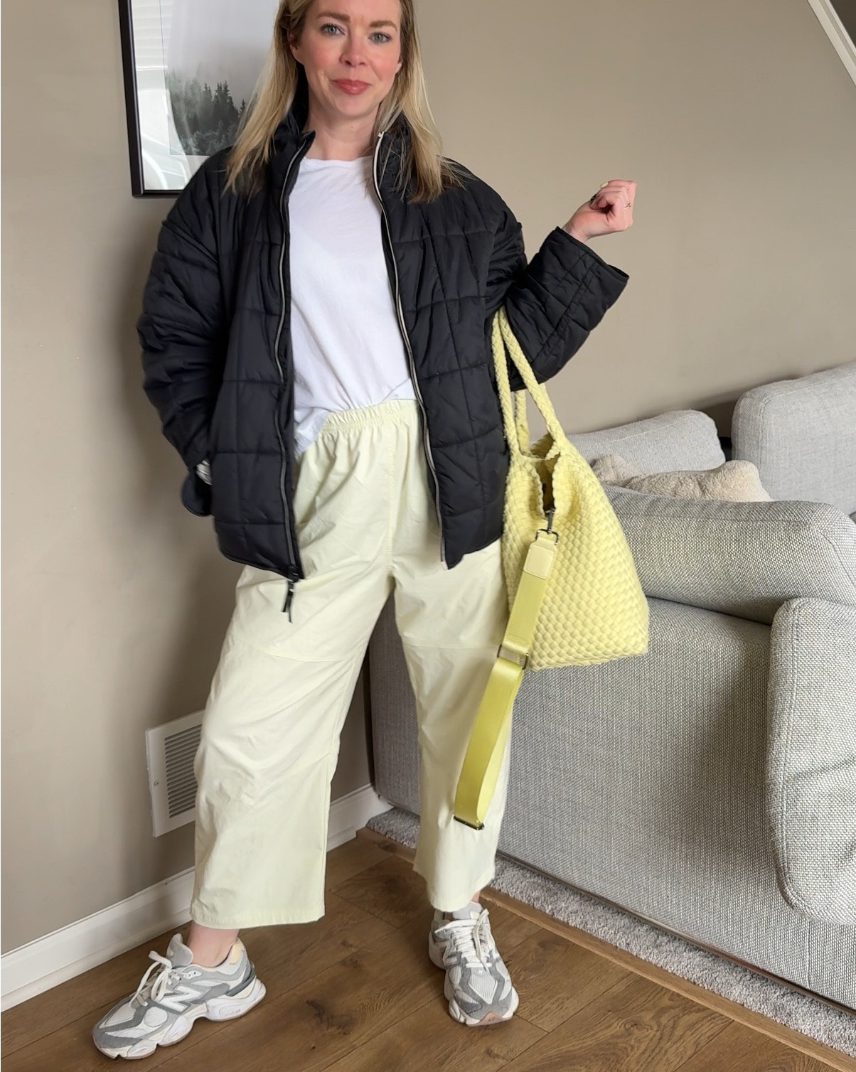 These pants are doing a lot of the work here. Lightweight, loose, and somehow make a plain tee feel styled. Threw on a black puffer so it doesn’t feel too soft, then added the yellow bag because I refuse to be boring.

This is what I wear when I want zero effort but still want someone to ask where it’s from

Fit notes: pants are relaxed, true to size, and easy to move in all day @Aerie @Target 

Search terms: casual mom outfit, comfy spring outfit, wide leg pants outfit, athleisure mom style, everyday outfit ideas, school drop off outfit, neutral outfit with color pop

#LTKmomlife #LTKootd #LTKxAerie