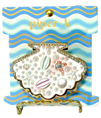 Piper K Clam Shell Hair Claw Clip 3" Gold Tone Metal Pearl Embellished Beachy | eBay | eBay US
