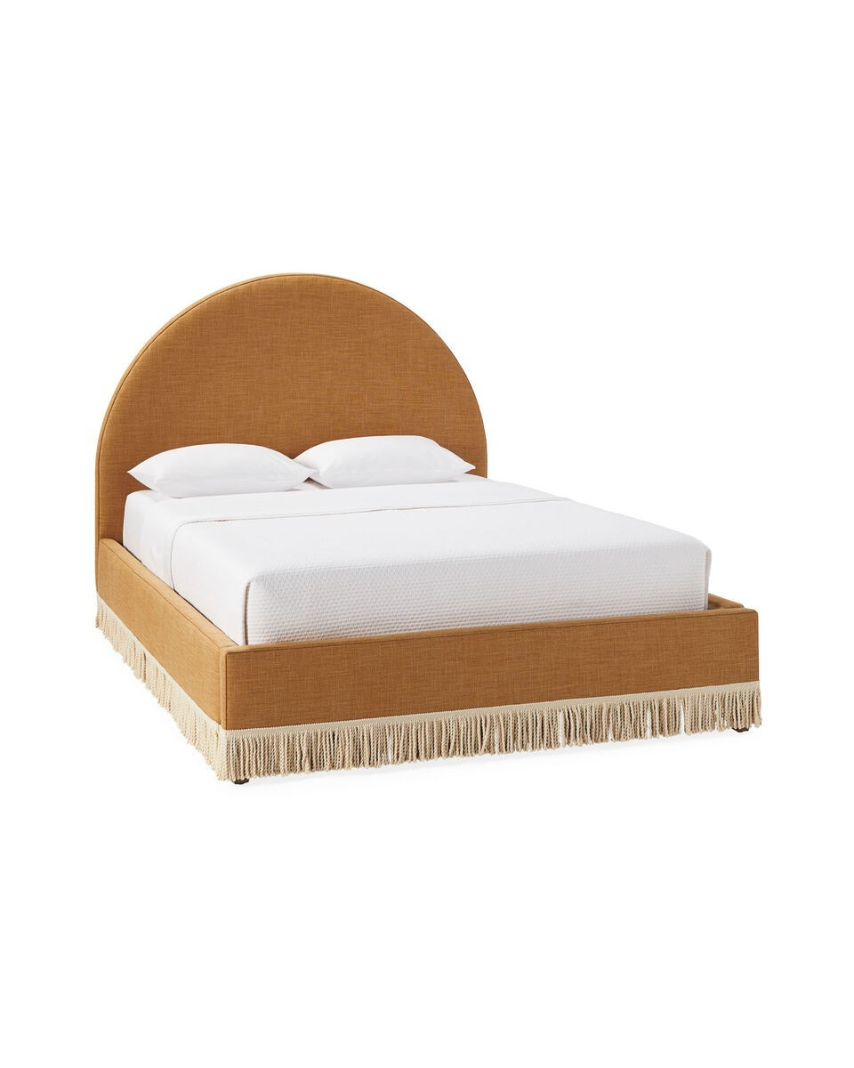 Buchanan Fringed Bed - Gold Washed Linen | Serena and Lily