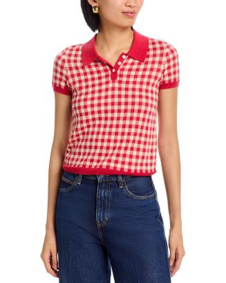 Guest in Residence Gingham Shrunken Polo Sweater | Bloomingdale's Women | Bloomingdale's (AU)