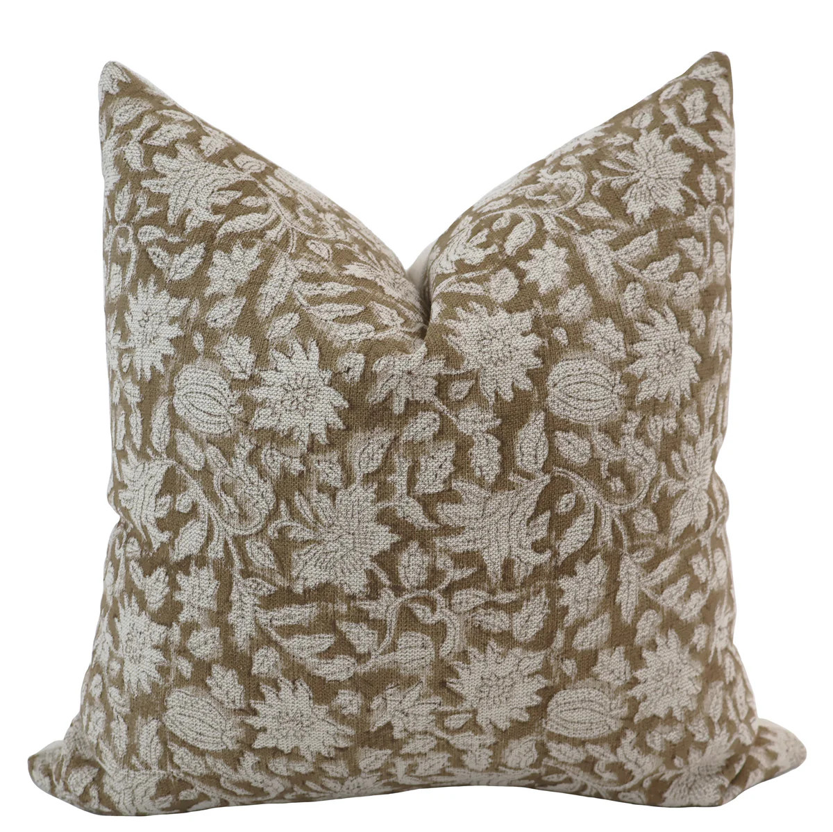 Rose Bud Brown Block Print Pillow Cover | Hackner Home (US)