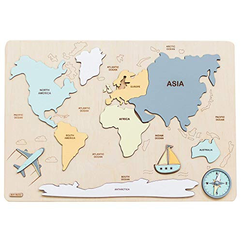 Wooden World Map Continents and Ocean Wooden Personalized Puzzle Baby Gift Montessori Educational... | Amazon (US)