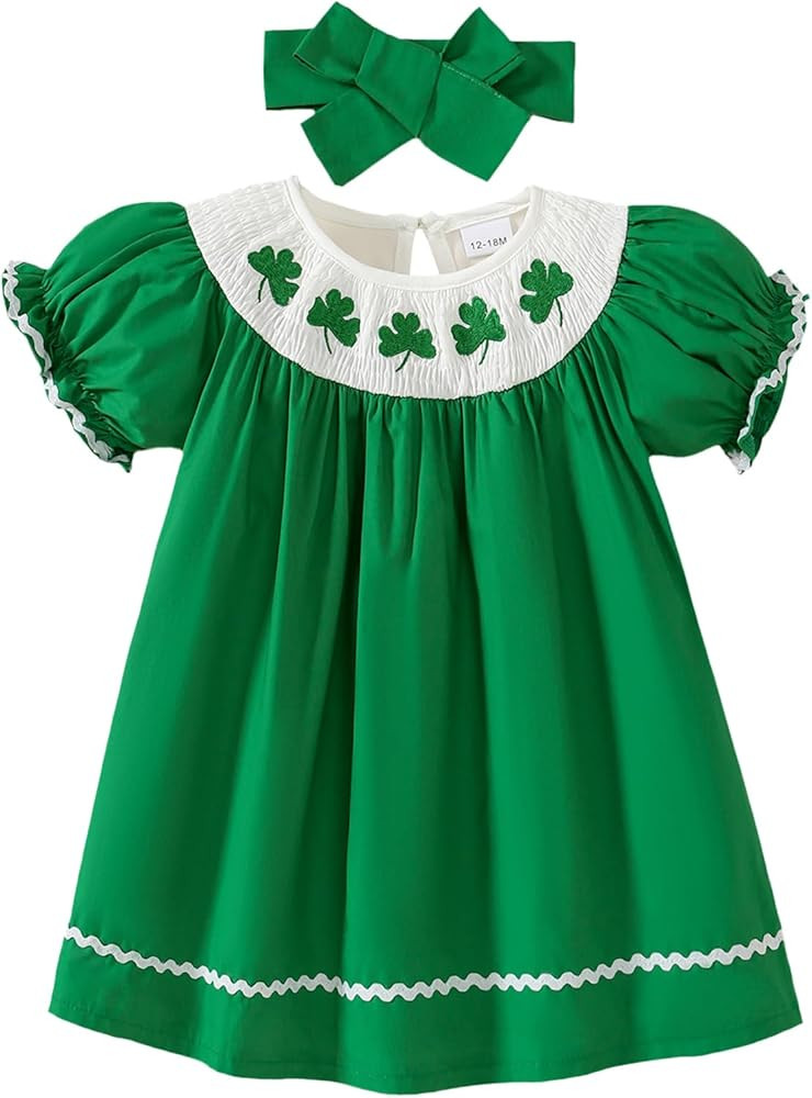Toddler Girl St Patrick's Day Dress Shamrock Outfit St Patricks Day Clothes 1-5T | Amazon (US)