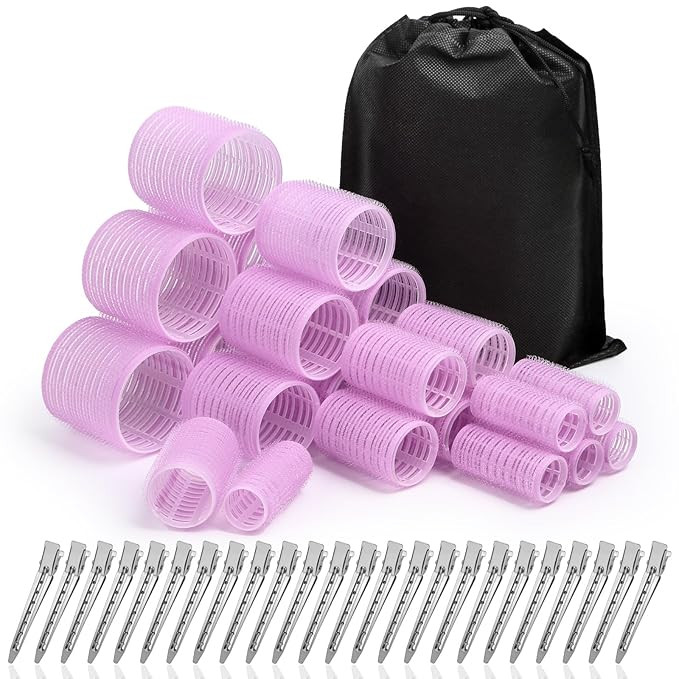 Rollers Hair Curlers Set of 48 with 24 Curlers (6 Jumbo, 6 Large, 6 Medium, 6 Small) and 24 Clips... | Amazon (US)