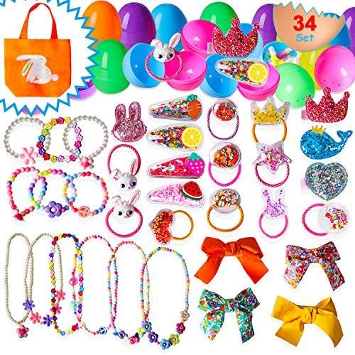 34 Pcs Easter Basket Stuffers For Toddlers Girls with Hair Clips Ties Accessories, Necklace, Brac... | Amazon (US)