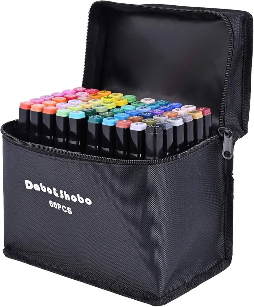 Dabo&Shobo 60 Color Alcohol Marker Pens, Bright Permanent Markers For Coloring, Markers For Adult... | Amazon (US)