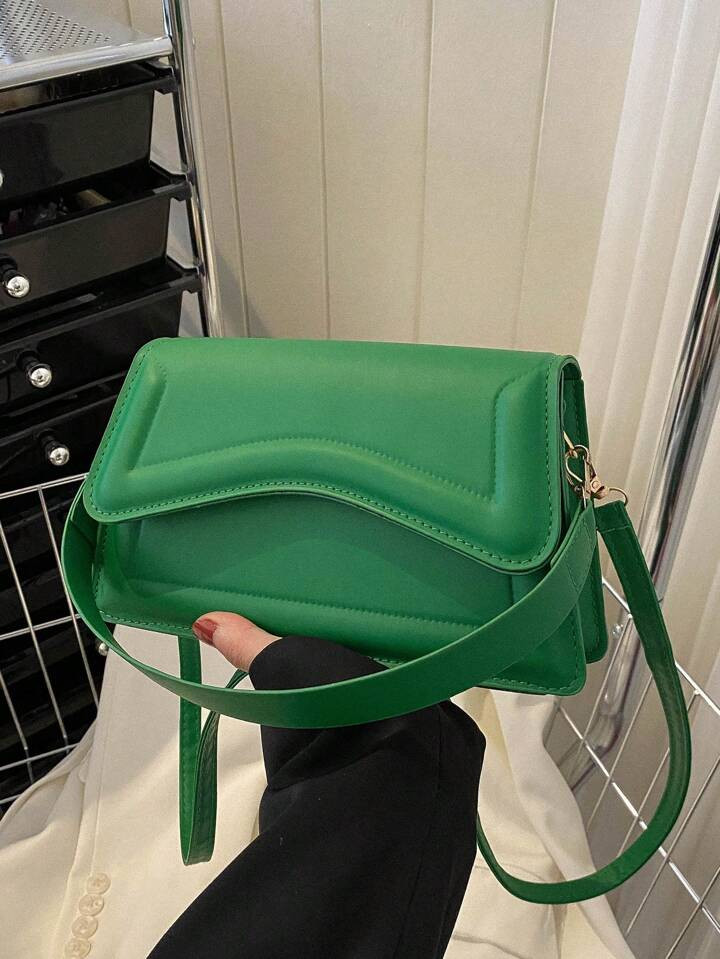 Small Flap Square Bag Minimalistische groene verstelbare riem | SHEIN