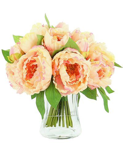 Pink & Orange Peony Floral Arrangement | Gilt