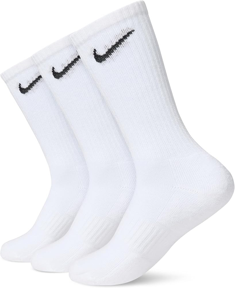 Amazon.com: Nike Unisex Everyday Cushioned Training Crew Socks (3 Pairs), White/Black, Medium : C... | Amazon (US)