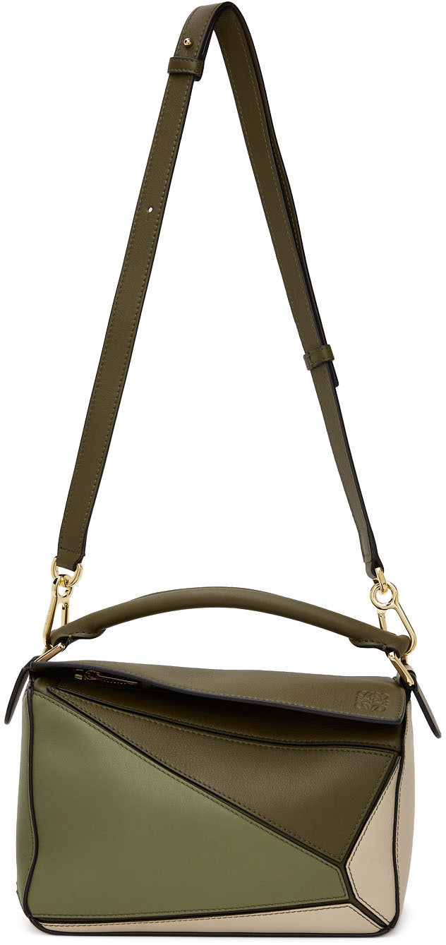Green & Off-White Small Puzzle Bag | SSENSE