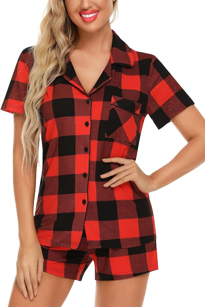 Anjue Women Pajamas Set Bride Pajamas Short Sleeve Sleepwear Button Down Lounge Sets Nightwear So... | Amazon (US)