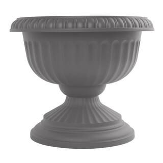 Grecian 18 in. Charcoal Plastic Urn Planter | The Home Depot