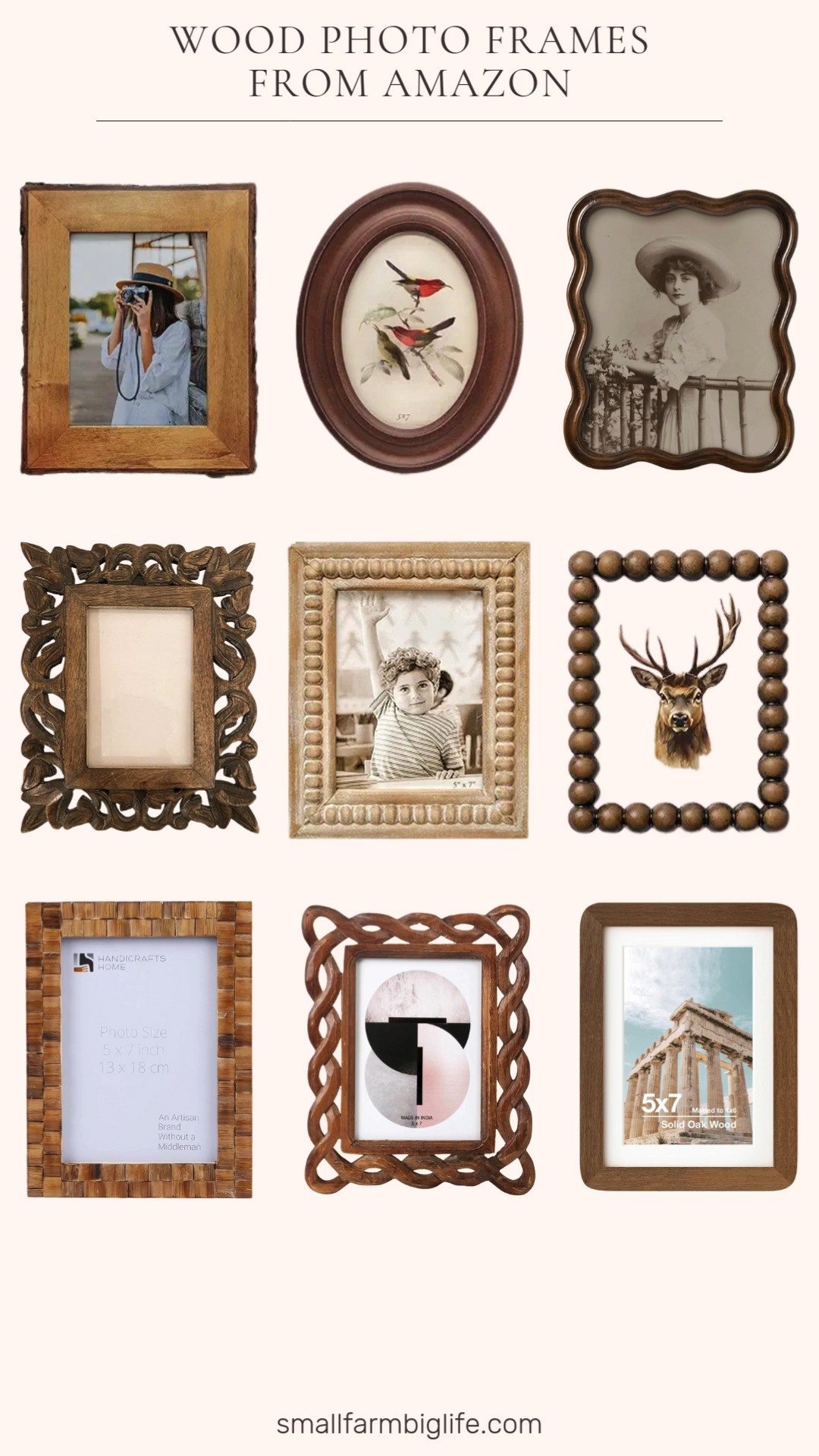Wood photo frames from Amazon that add warmth and character 🤍
From oval and beaded styles to twisted wood designs, these picture frames make it easy to style photos, wall art, and shelves with a collected, timeless look. Perfect for creating cozy galleries and layered home decor moments ✨ 

 #LTKHome #LTKFindsUnder50