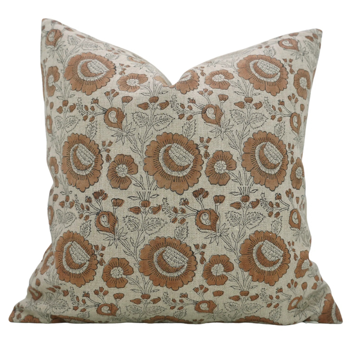 Fabdivine Pillow Cover Handmade Block Print Cushion-Sun Flower | Wayfair North America