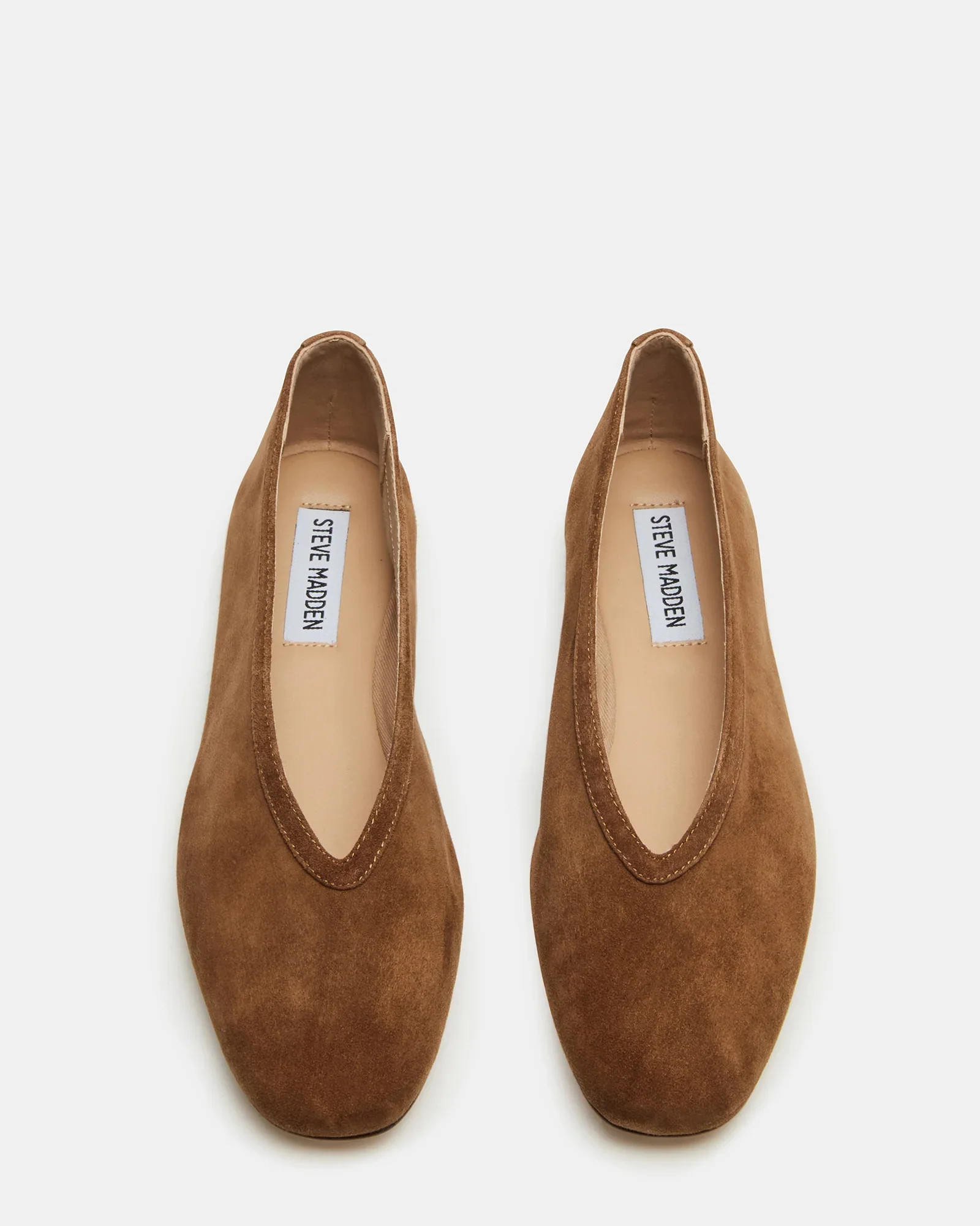 LENI Tan Suede Square-Toe Ballet Flats | Women's Designer Flats | Steve Madden (Canada)