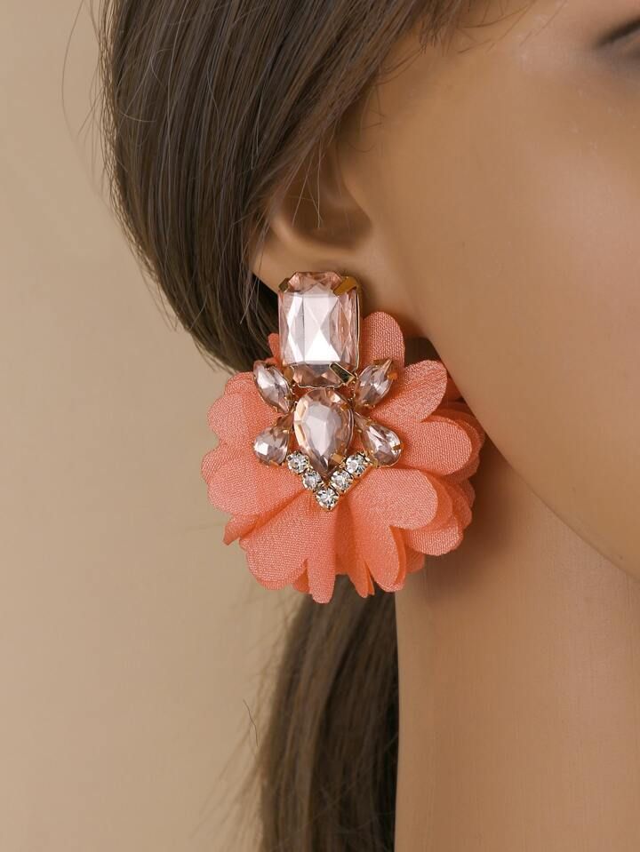 Rhinestone & Flower Decor Earrings | SHEIN