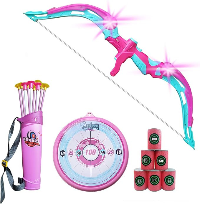 NWESTUN Bow and Arrow for Kids with LED Flash Lights - Archery Bow with 10 Suction Cups Arrows, 6... | Amazon (US)