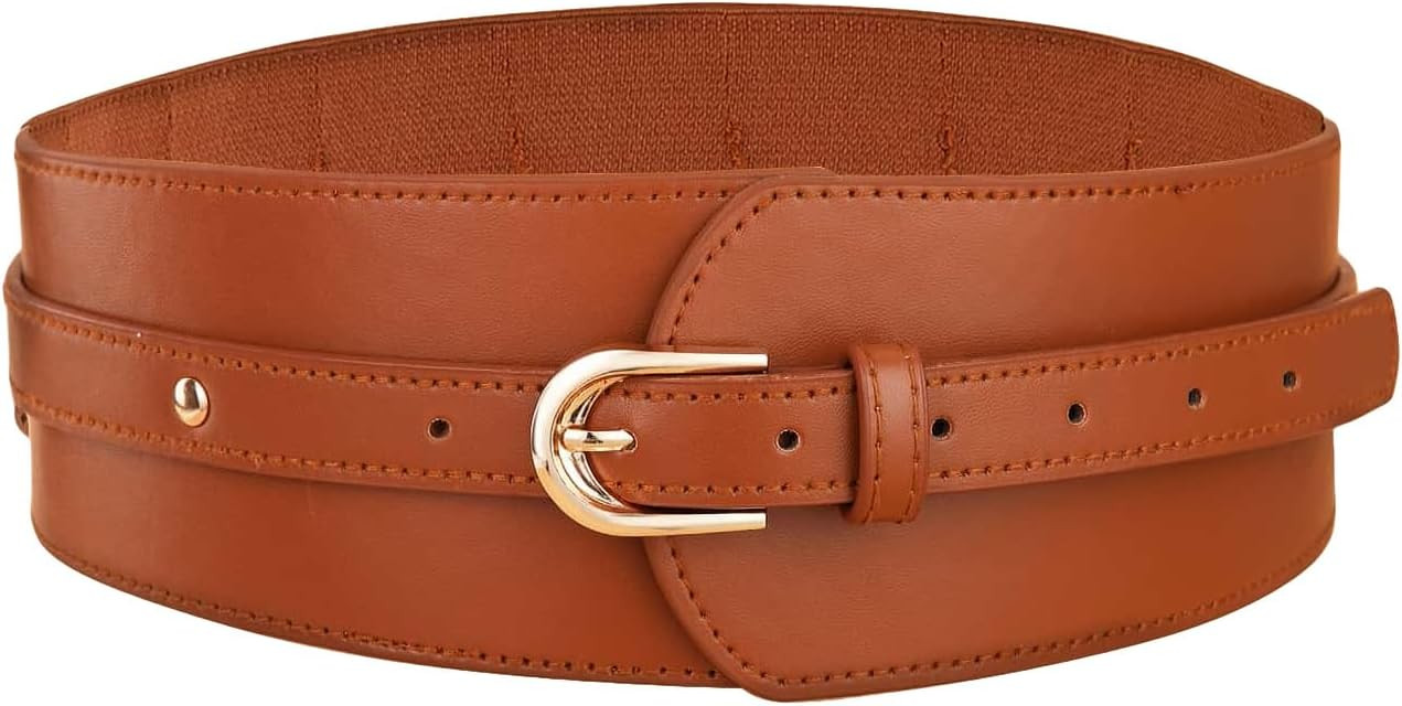 Verdusa Women's Leather Wide Belts Buckle Waist Belt Waistbands | Amazon (US)