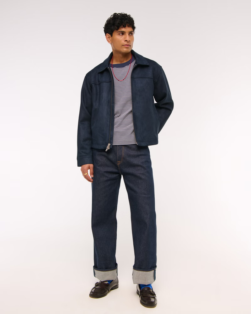 Lightweight Vegan Suede Easy Zip Jacket | Abercrombie & Fitch (US)