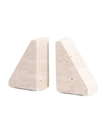 Set Of 2 Travertine Triangle Book Ends | Marshalls