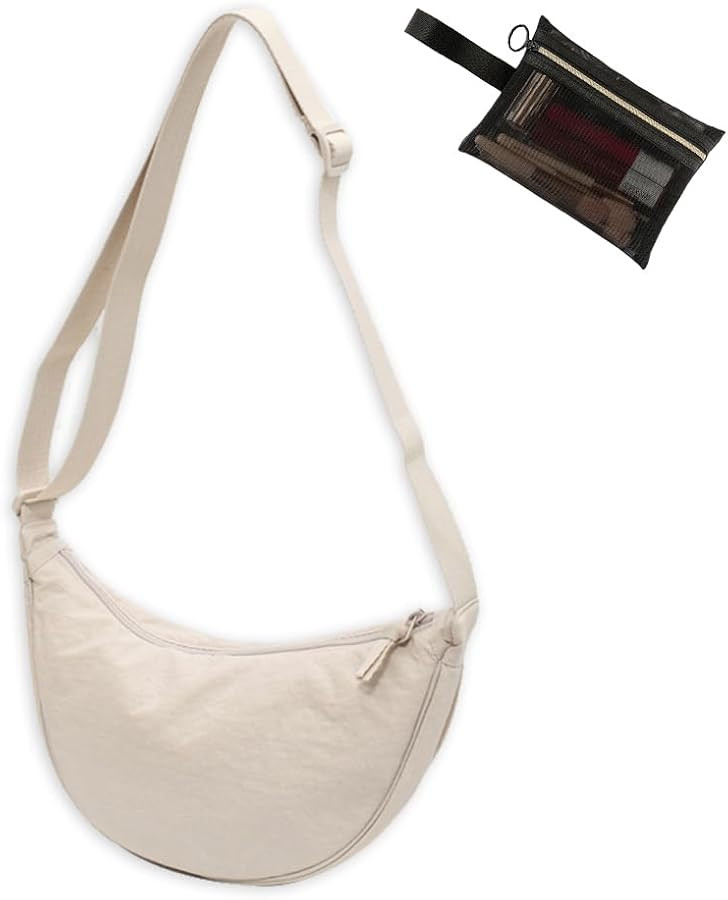 Crossbody Bag Hobo Crescent Bag with Mesh Storage Bag, Women Men Shoulder Bag Purse Dumpling Bag ... | Amazon (US)