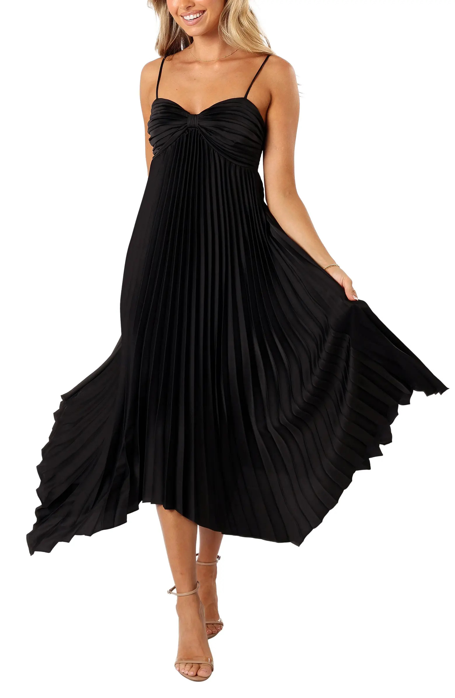 Vikki Pleated Sleeveless Satin Maxi Dress | Nordstrom