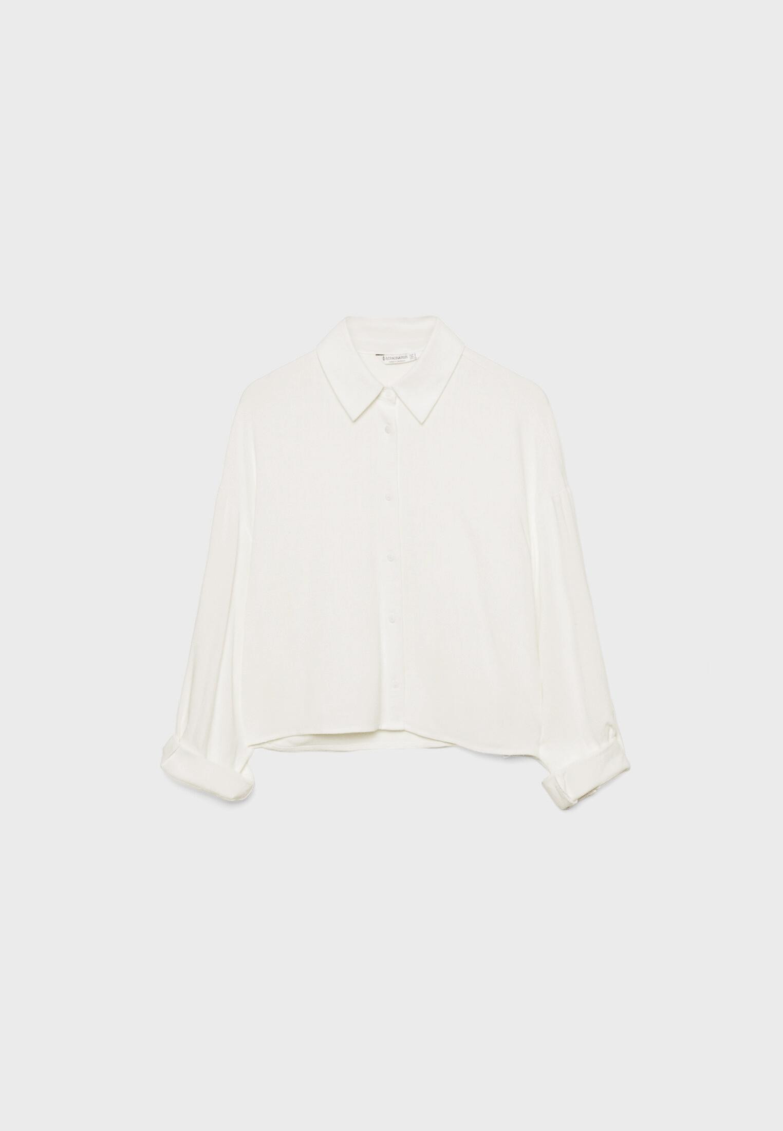 Short linen blend shirt - Women's Shirts & Blouses | Stradivarius United Kingdom | Stradivarius (UK)