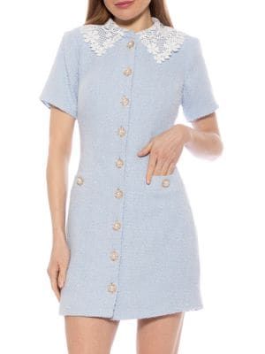 Alexia Admor Grady Collared Tweed Shirt Dress on SALE | Saks OFF 5TH | Saks Fifth Avenue OFF 5TH