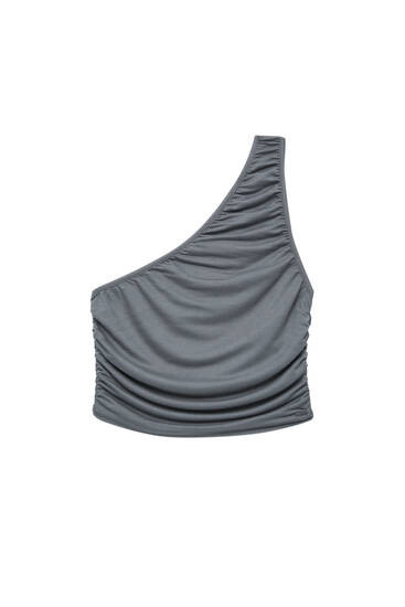 Asymmetric draped top | PULL and BEAR UK