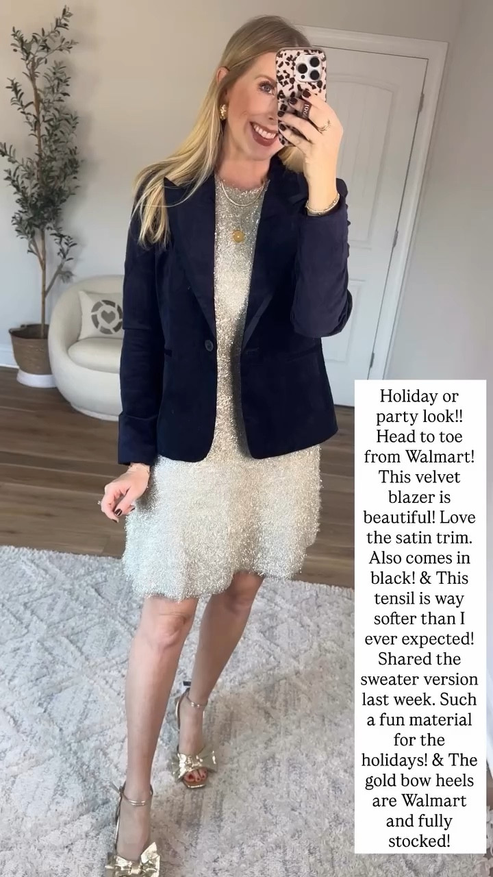 Walmart try on, velvet blazer, tinsel dress

Small 

#LTKHoliday #LTKFindsUnder50 #LTKStyleTip