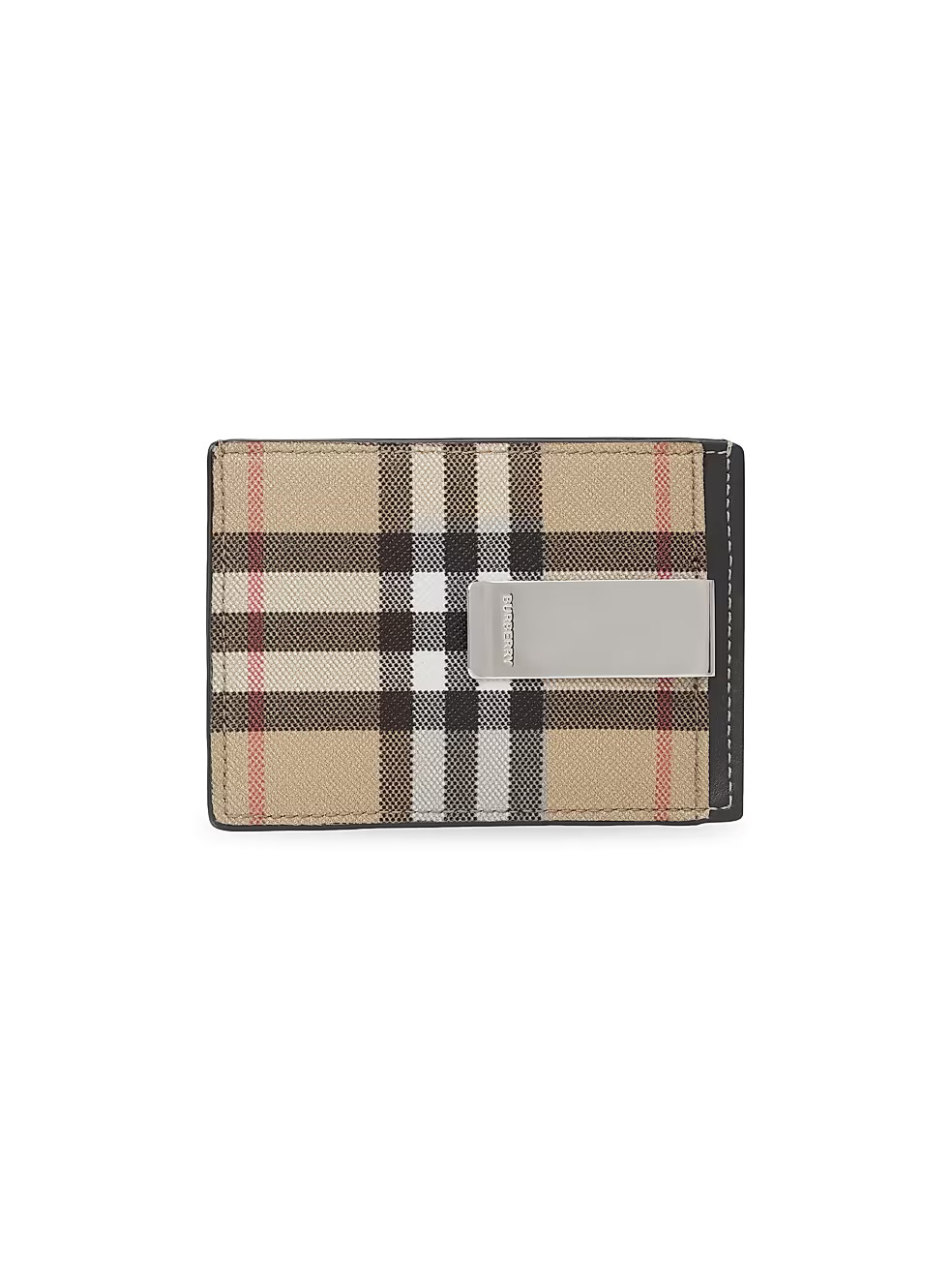 Burberry Check Leather Money Clip Cardholder | Saks Fifth Avenue