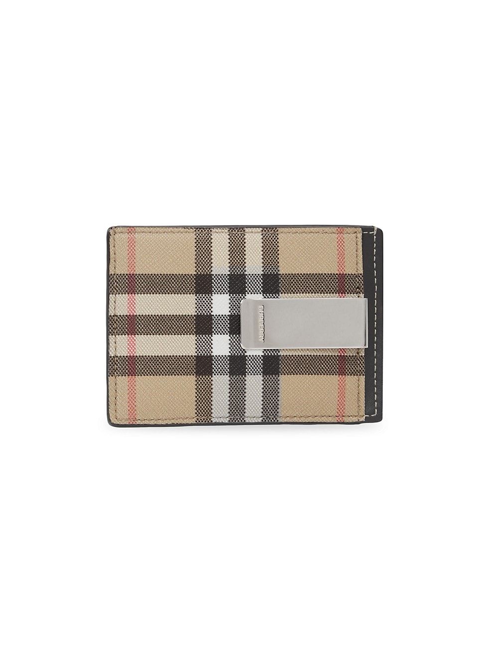 Burberry Check Leather Money Clip Cardholder | Saks Fifth Avenue