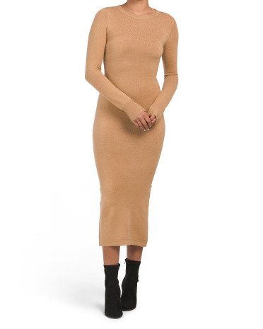 Babysoft Crew Neck Ribbed Sweater Dress With Slit | TJ Maxx