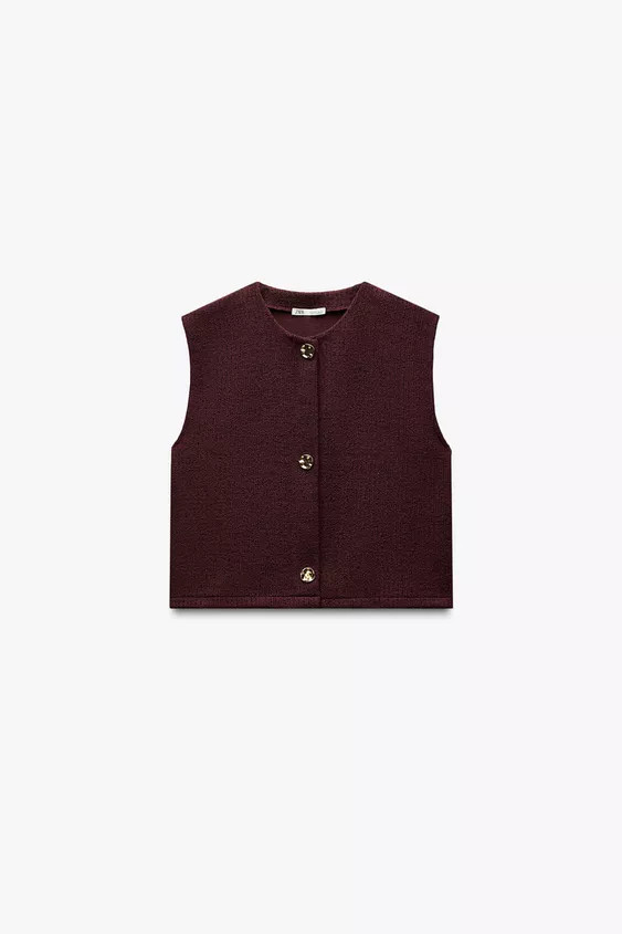 TEXTURED BUTTON WAISTCOAT TOP | Zara US