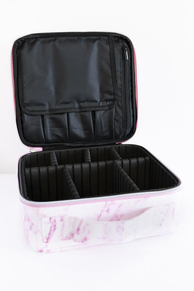 No Time To Spare Pink Marble Makeup Bag DOORBUSTER | The Pink Lily Boutique